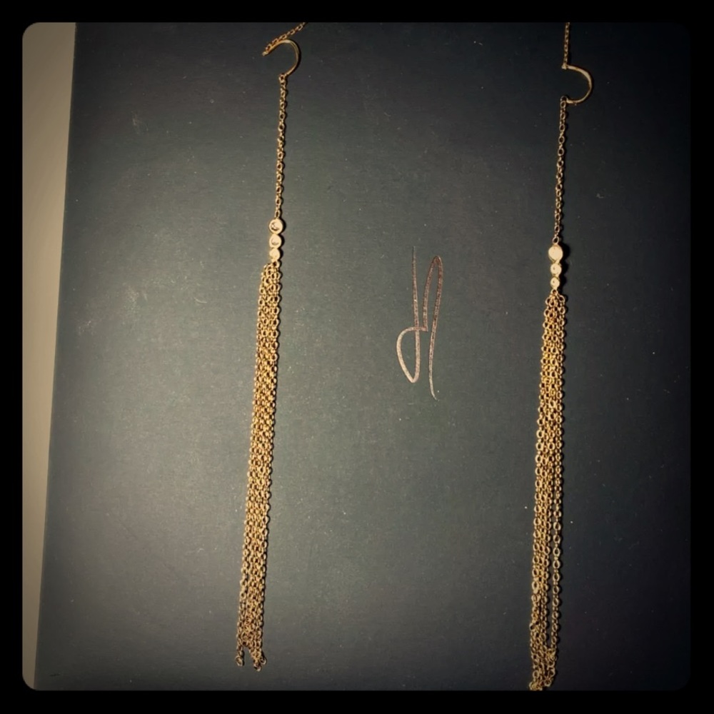 Jacque Aiche Gold CZ Threaded Dangle Earrings